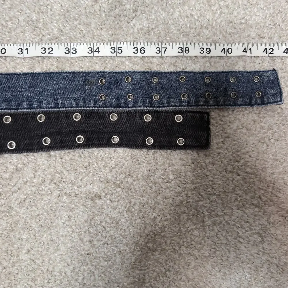 Denim Grommet Double Belt Set